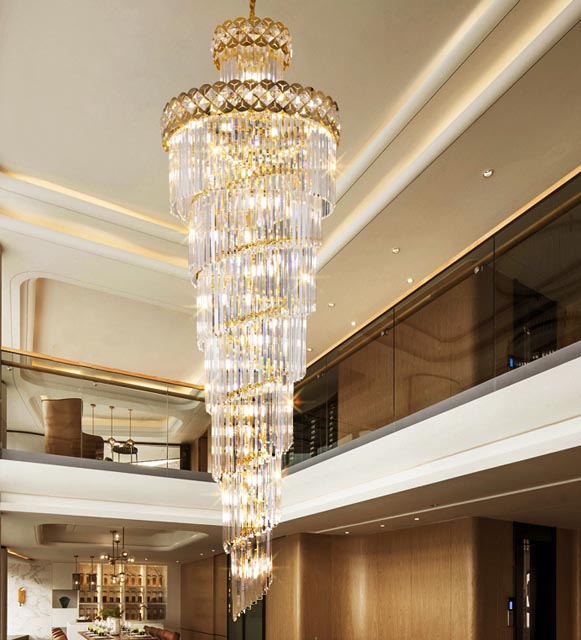 Candelabro de cristal, escalera creativa para villa, candelabros led personalizados para colgar
